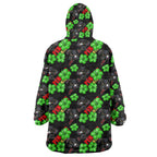 Penrith Panthers Wearable Blanket Hoodie Tropical Hibiscus Floral Seamless Rugby Mascot