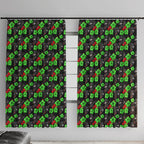 Penrith Panthers Window Curtain Tropical Hibiscus Floral Seamless Rugby Mascot
