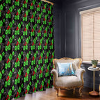 Penrith Panthers Window Curtain Tropical Hibiscus Floral Seamless Rugby Mascot