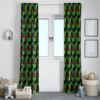 Penrith Panthers Window Curtain Tropical Hibiscus Floral Seamless Rugby Mascot