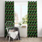 Penrith Panthers Window Curtain Tropical Hibiscus Floral Seamless Rugby Mascot