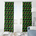 Penrith Panthers Window Curtain Tropical Hibiscus Floral Seamless Rugby Mascot