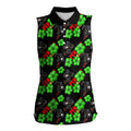Penrith Panthers Women Sleeveless Polo Shirt Tropical Hibiscus Floral Seamless Rugby Mascot