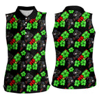 Penrith Panthers Women Sleeveless Polo Shirt Tropical Hibiscus Floral Seamless Rugby Mascot