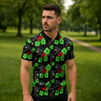 Penrith Panthers Zipper Polo Shirt Tropical Hibiscus Floral Seamless Rugby Mascot