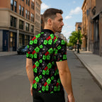 Penrith Panthers Zipper Polo Shirt Tropical Hibiscus Floral Seamless Rugby Mascot