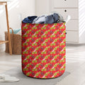 Dolphins Mascot Laundry Basket Tropical Hibiscus Floral Seamless Rugby Mascot