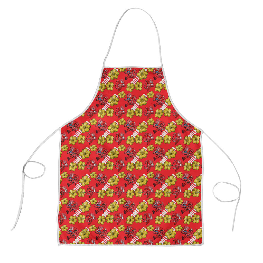 Dolphins Mascot Apron Tropical Hibiscus Floral Seamless Rugby Mascot