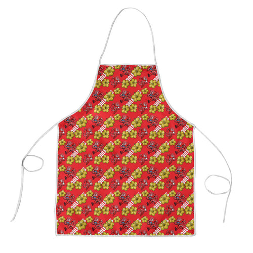 Dolphins Mascot Apron Tropical Hibiscus Floral Seamless Rugby Mascot