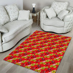 Dolphins Mascot Area Rug Tropical Hibiscus Floral Seamless Rugby Mascot
