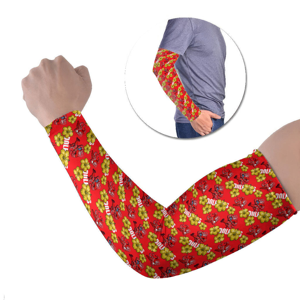 Dolphins Mascot Arm Sleeves Tropical Hibiscus Floral Seamless Rugby Mascot