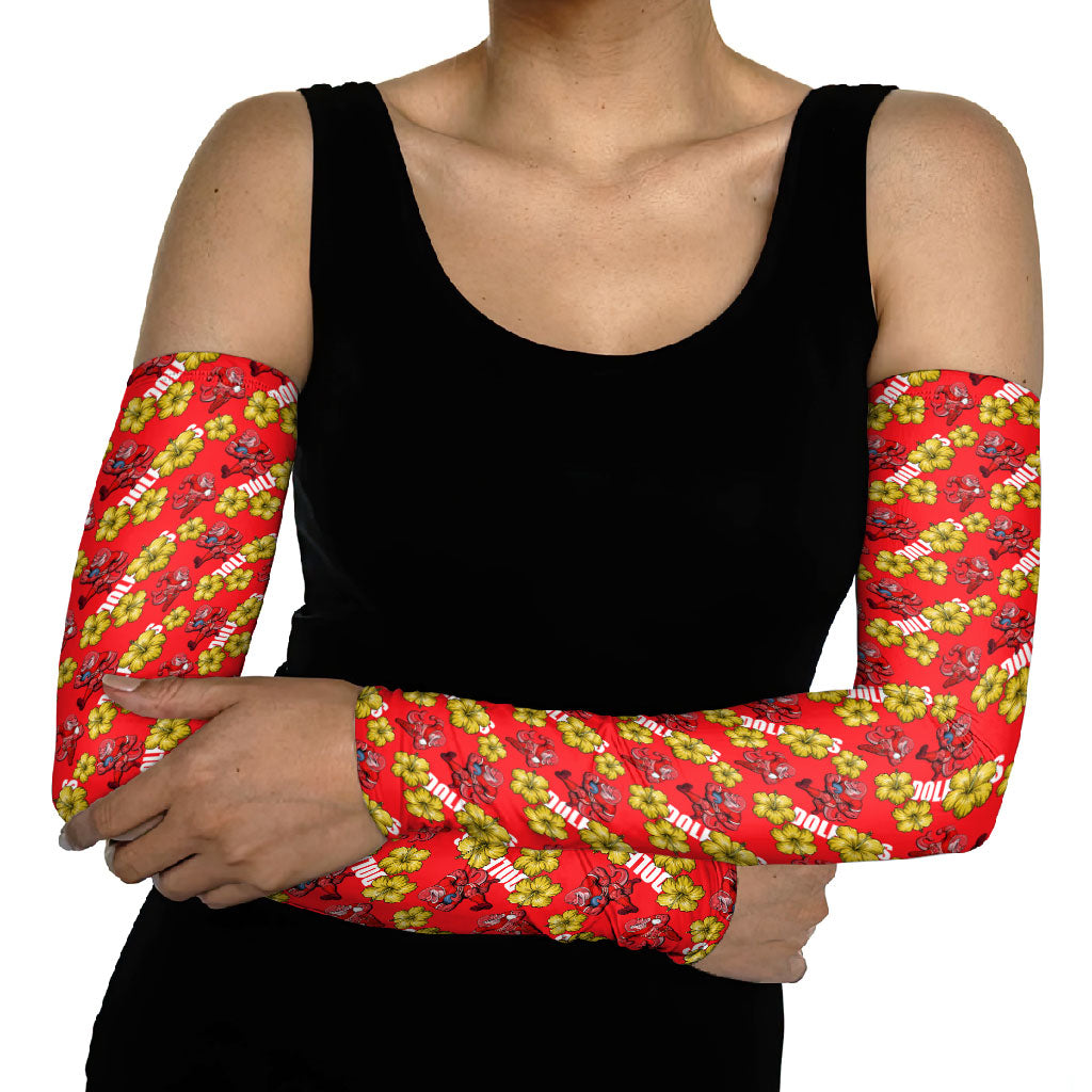 Dolphins Mascot Arm Sleeves Tropical Hibiscus Floral Seamless Rugby Mascot