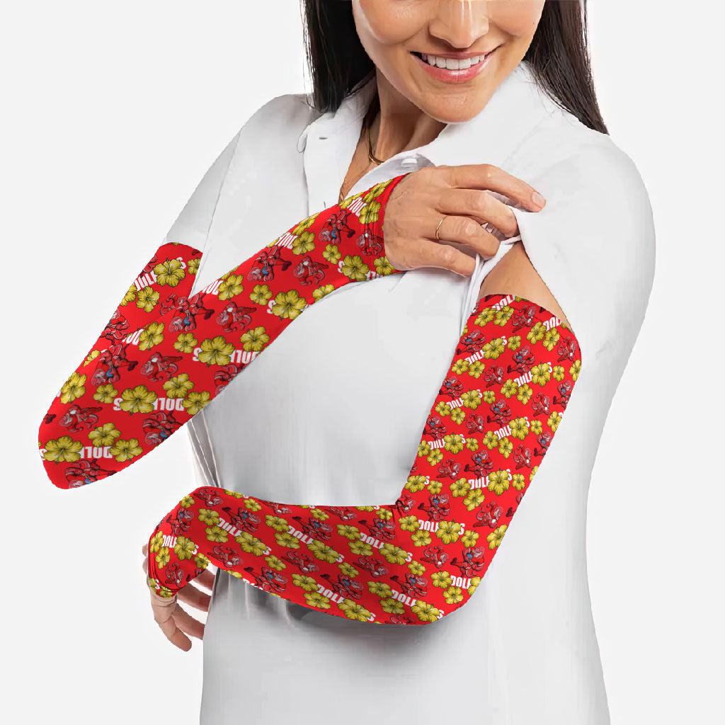 Dolphins Mascot Arm Sleeves Tropical Hibiscus Floral Seamless Rugby Mascot