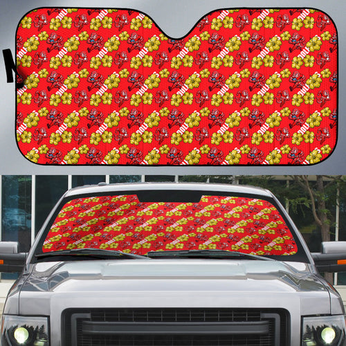 Dolphins Mascot Auto Sun Shade Tropical Hibiscus Floral Seamless Rugby Mascot