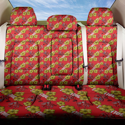 Dolphins Mascot Back Car Seat Cover Tropical Hibiscus Floral Seamless Rugby Mascot