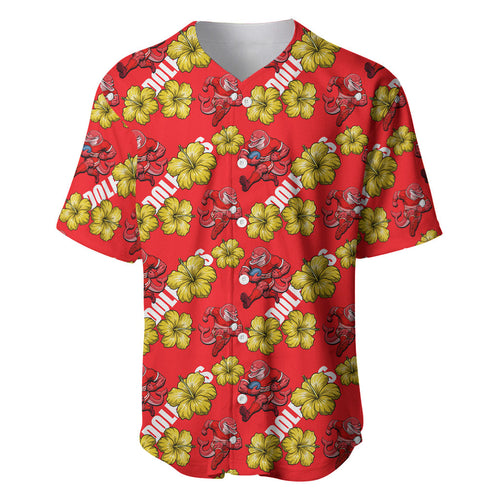 Dolphins Mascot Baseball Jersey Tropical Hibiscus Floral Seamless Rugby Mascot