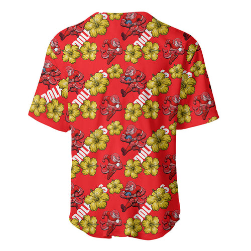 Dolphins Mascot Baseball Jersey Tropical Hibiscus Floral Seamless Rugby Mascot