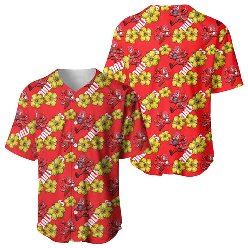 Dolphins Mascot Baseball Jersey Tropical Hibiscus Floral Seamless Rugby Mascot