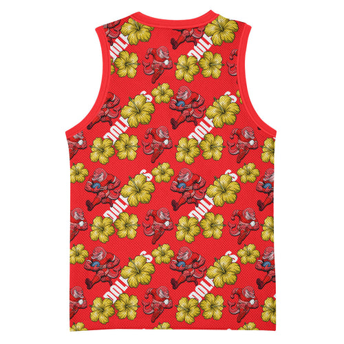 Dolphins Mascot Basketball Jersey Tropical Hibiscus Floral Seamless Rugby Mascot