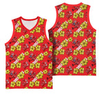 Dolphins Mascot Basketball Jersey Tropical Hibiscus Floral Seamless Rugby Mascot