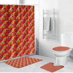 Dolphins Mascot Bathroom Set Tropical Hibiscus Floral Seamless Rugby Mascot