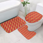 Dolphins Mascot Bathroom Set Tropical Hibiscus Floral Seamless Rugby Mascot