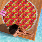 Dolphins Mascot Beach Blanket Tropical Hibiscus Floral Seamless Rugby Mascot