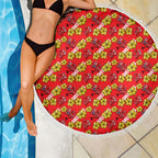 Dolphins Mascot Beach Blanket Tropical Hibiscus Floral Seamless Rugby Mascot