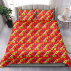 Dolphins Mascot Bedding Set Tropical Hibiscus Floral Seamless Rugby Mascot