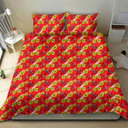 Dolphins Mascot Bedding Set Tropical Hibiscus Floral Seamless Rugby Mascot