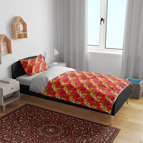 Dolphins Mascot Bedding Set Tropical Hibiscus Floral Seamless Rugby Mascot