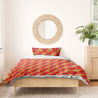 Dolphins Mascot Bedding Set Tropical Hibiscus Floral Seamless Rugby Mascot