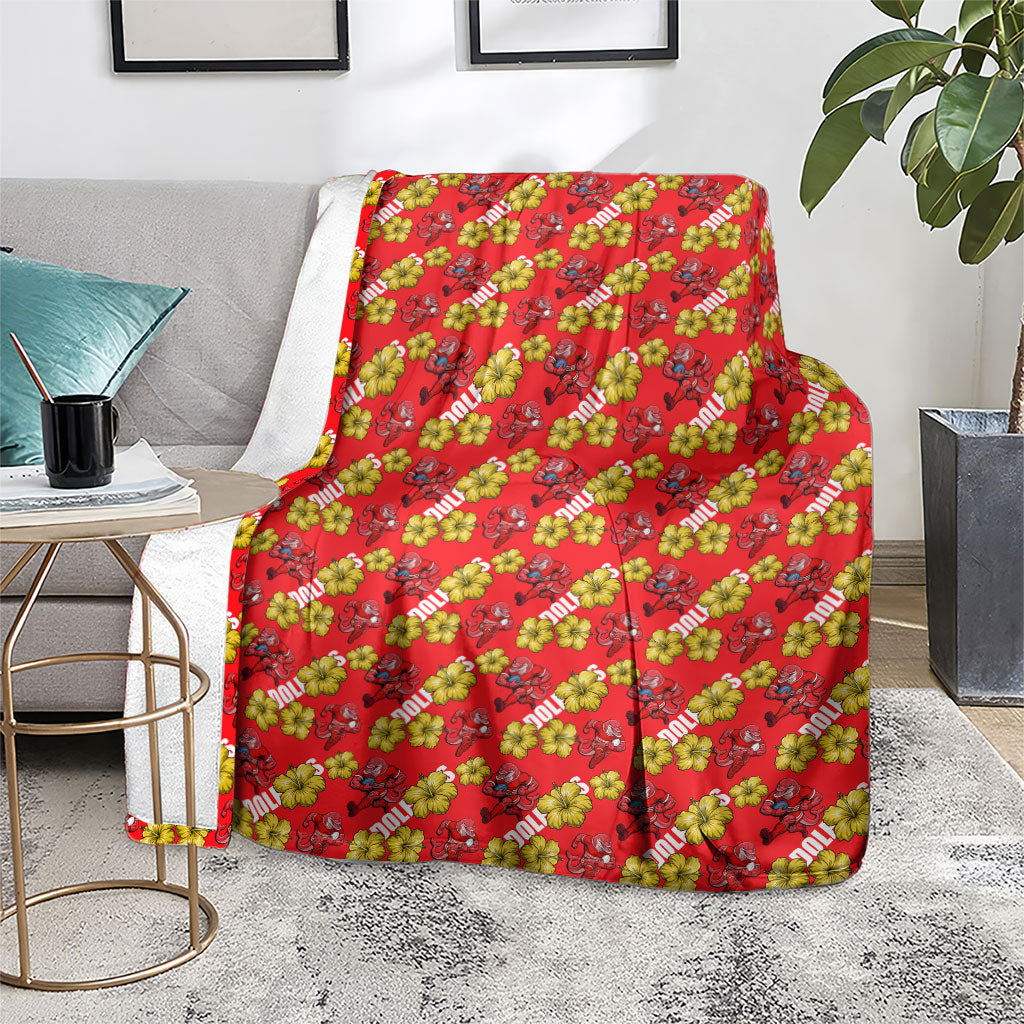Dolphins Mascot Blanket Tropical Hibiscus Floral Seamless Rugby Mascot