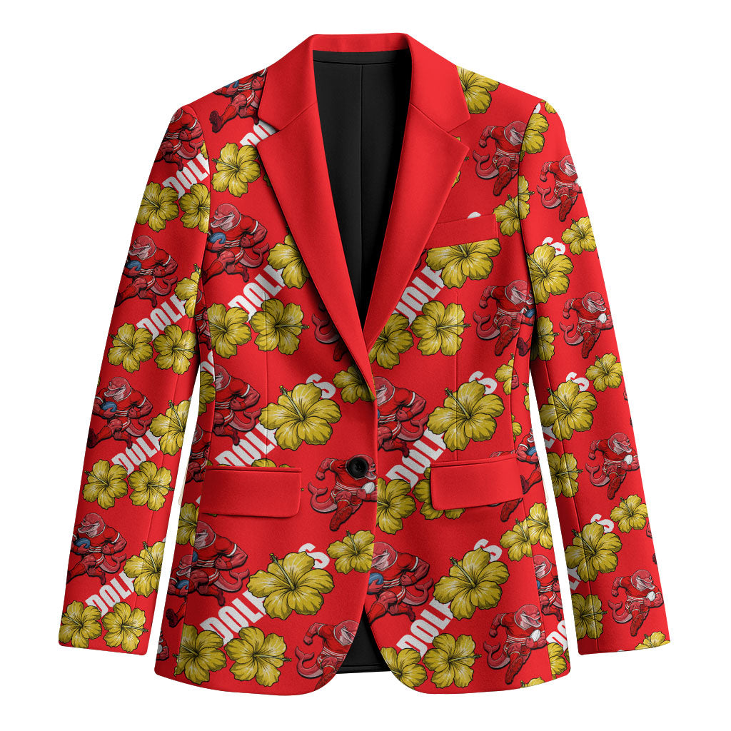 Dolphins Mascot Blazer Tropical Hibiscus Floral Seamless Rugby Mascot