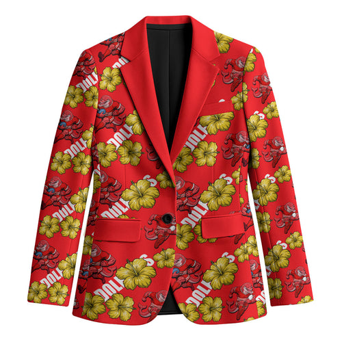 Dolphins Mascot Blazer Tropical Hibiscus Floral Seamless Rugby Mascot