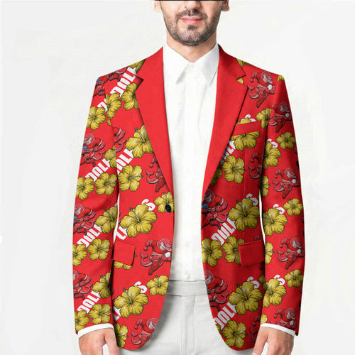 Dolphins Mascot Blazer Tropical Hibiscus Floral Seamless Rugby Mascot