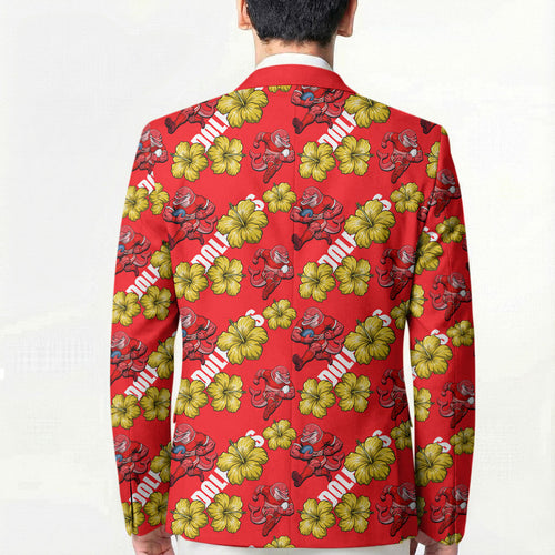Dolphins Mascot Blazer Tropical Hibiscus Floral Seamless Rugby Mascot