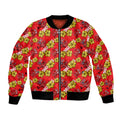 Dolphins Mascot Bomber Jacket Tropical Hibiscus Floral Seamless Rugby Mascot