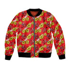 Dolphins Mascot Bomber Jacket Tropical Hibiscus Floral Seamless Rugby Mascot