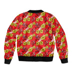 Dolphins Mascot Bomber Jacket Tropical Hibiscus Floral Seamless Rugby Mascot