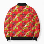 Dolphins Mascot Bomber Puffer Jacket Tropical Hibiscus Floral Seamless Rugby Mascot