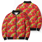 Dolphins Mascot Bomber Puffer Jacket Tropical Hibiscus Floral Seamless Rugby Mascot
