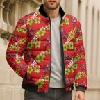 Dolphins Mascot Bomber Puffer Jacket Tropical Hibiscus Floral Seamless Rugby Mascot