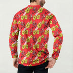 Dolphins Mascot Button Sweatshirt Tropical Hibiscus Floral Seamless Rugby Mascot