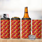 Dolphins Mascot 4 in 1 Can Cooler Tumbler Tropical Hibiscus Floral Seamless Rugby Mascot