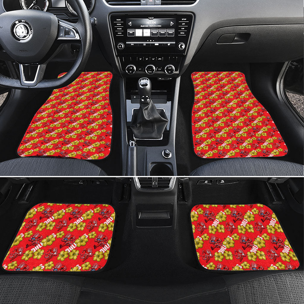 Dolphins Mascot Car Mats Tropical Hibiscus Floral Seamless Rugby Mascot