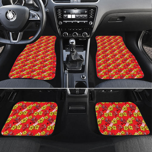 Dolphins Mascot Car Mats Tropical Hibiscus Floral Seamless Rugby Mascot