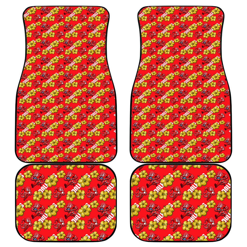 Dolphins Mascot Car Mats Tropical Hibiscus Floral Seamless Rugby Mascot