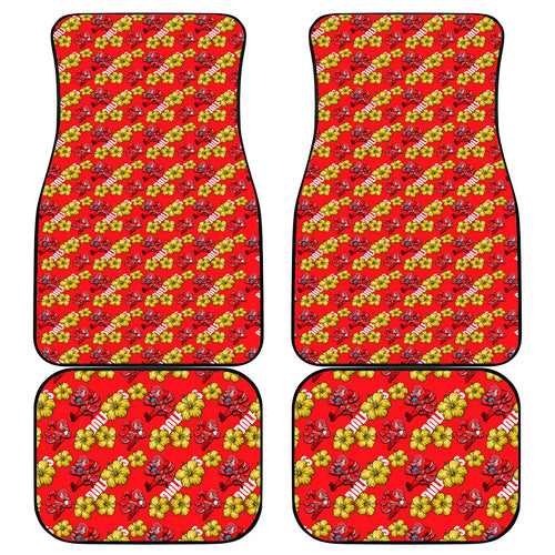 Dolphins Mascot Car Mats Tropical Hibiscus Floral Seamless Rugby Mascot