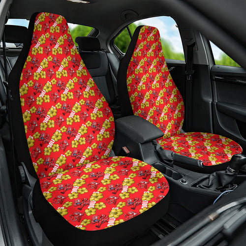 Dolphins Mascot Car Seat Cover Tropical Hibiscus Floral Seamless Rugby Mascot